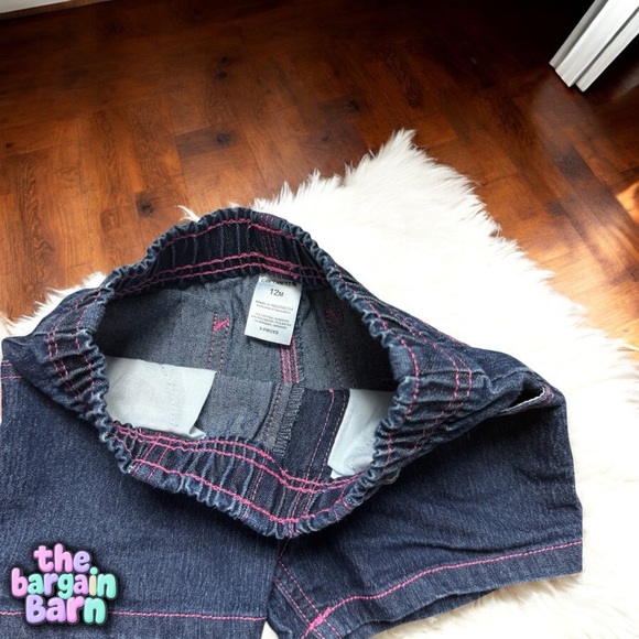 Carhartt Girls Infant Vintage Elastic Dark Wash Denim Blue Jean Shorts (12M) - Picture 4 of 4